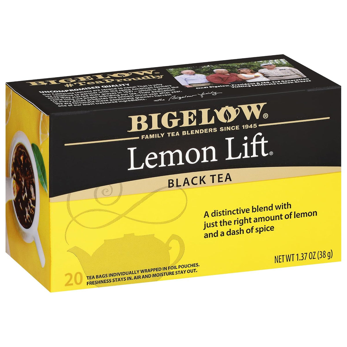 Bigelow Tea Lemon Lift Black Tea Bags Box, 20 Count (Pack of 6)