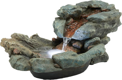 Alpine Corporation 13" Tall Indoor Tabletop Water Fountain, 4 Tier Cascading Water Feature with LED Lights for Home, Office, Living Room, or Zen Decor, Gray