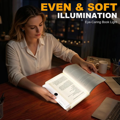 Book Light, Rechargeable Flat Reading Light with Timer for Reading at Night