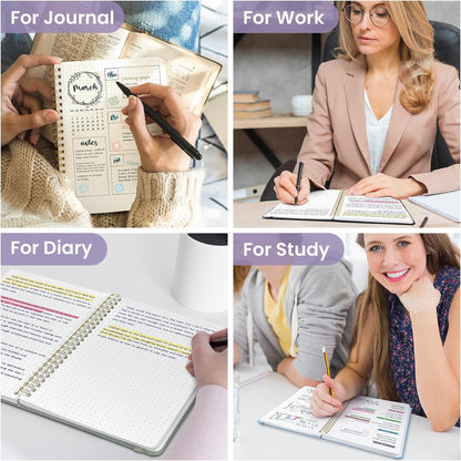 Taja Lined Spiral Journal Notebook for Women & Men, 140 Pages, College Ruled Hardcover Notebook for Work & Note Taking, Journals for Writing, A5(5.7" x 7.9") - Green