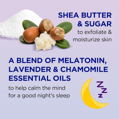 Dr Teal's Shea Sugar Sleep Scrub, with Melatonin, Lavender, & Essential Oils, 19oz (Pack of 3)