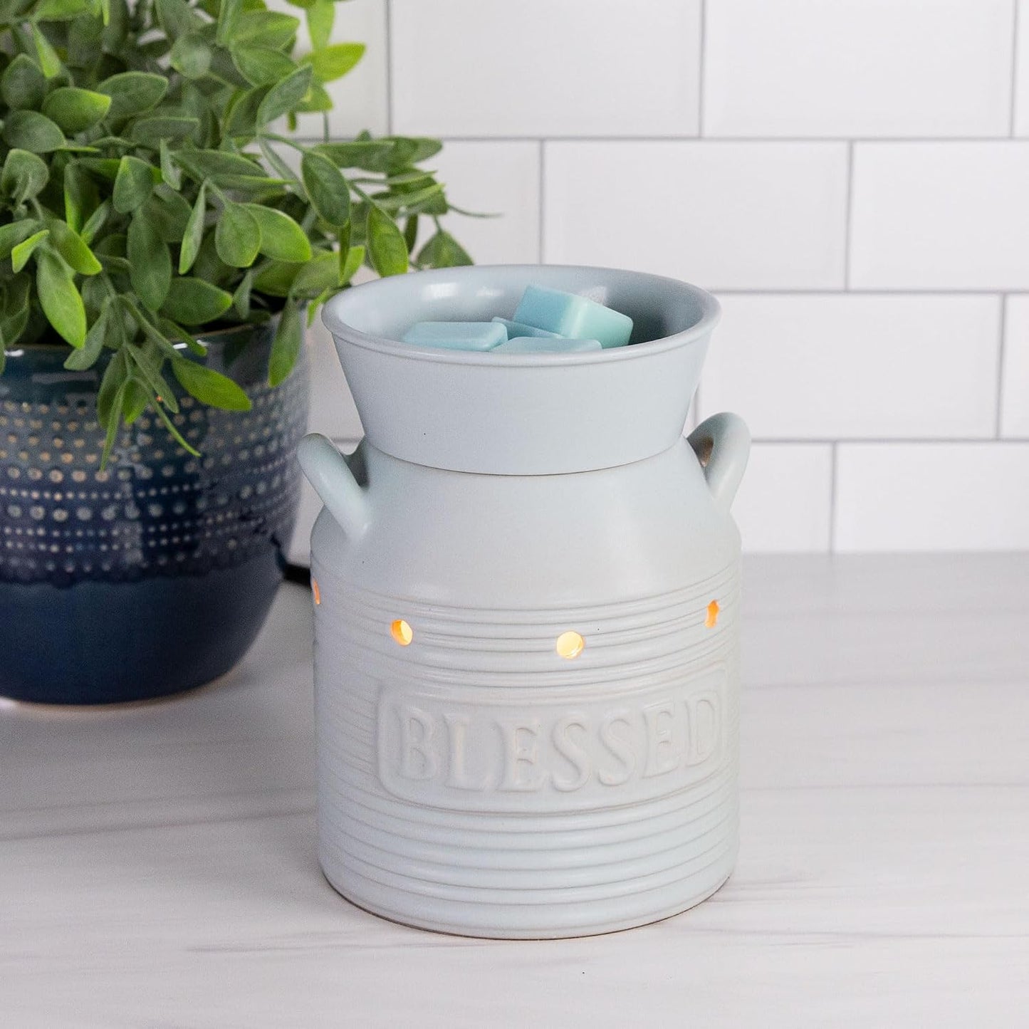 Candle Warmers ETC. Illumination Fragrance Warmer- Light-Up Warmer for Warming Scented Candle Wax Melts and Tarts or to Freshen Room, White Harmony