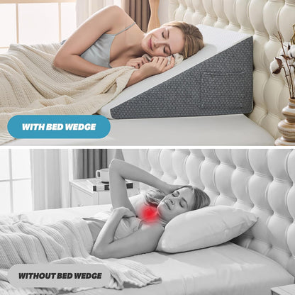 Yojoker 6pcs Orthopedic Bed Wedge Pillow Set for Sleeping, Post Surgery Foam for Body, Back and Leg Pain Relief Comfortable & Adjustable Support Pillows-Anti Snoring, Heartburn