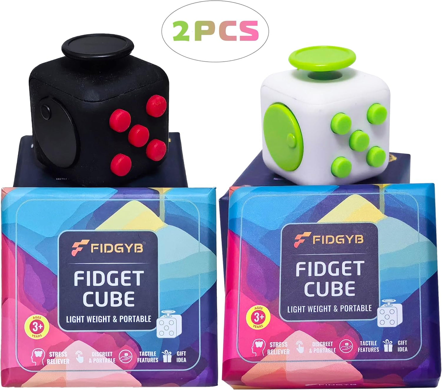 Cube Fidget Stress Relief Toy for Adults & Kids, Smooth, Quiet Sensory Toy for Anxiety, Focus & ADHD Idea[Black_Green]