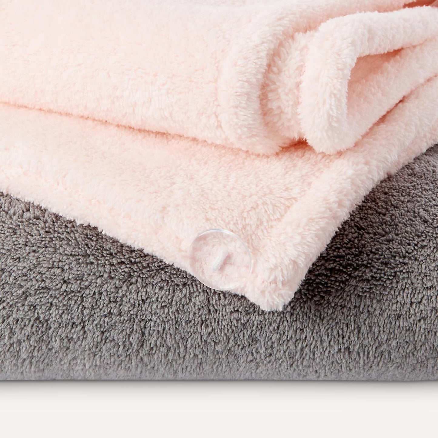 Amazon Basics Quick Dry Microfiber Hair Towel Wrap, Hair Drying Towel, Grey/Beige, 2-Pack