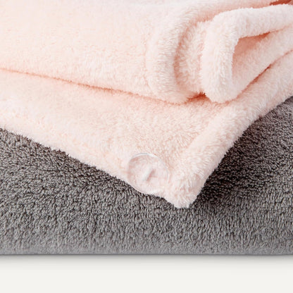Amazon Basics Quick Dry Microfiber Hair Towel Wrap, Hair Drying Towel, Grey/Beige, 2-Pack