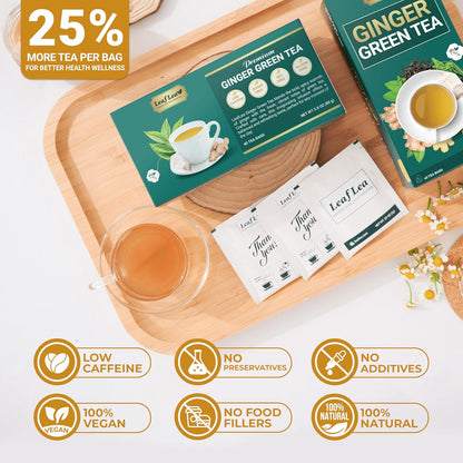 LeafLea Ginger Green Tea Bags, Digestion & Immune Support, 80 Count, 2-Pack