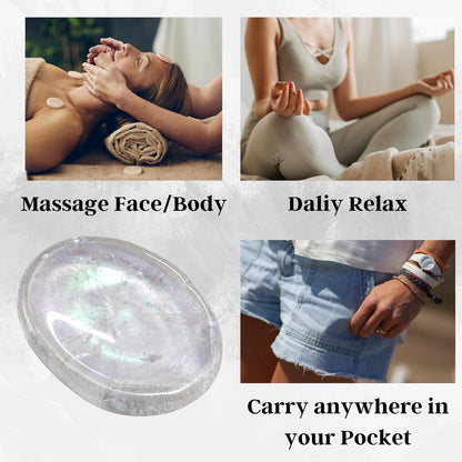 Amazing Gemstone Labradorite Thumb Worry Stone, Anxiety Stone, Healing Crystals - Piedra Crystal Fidget for Gift, Meditation, Calming, Relaxation, Stress Relief - Colors C