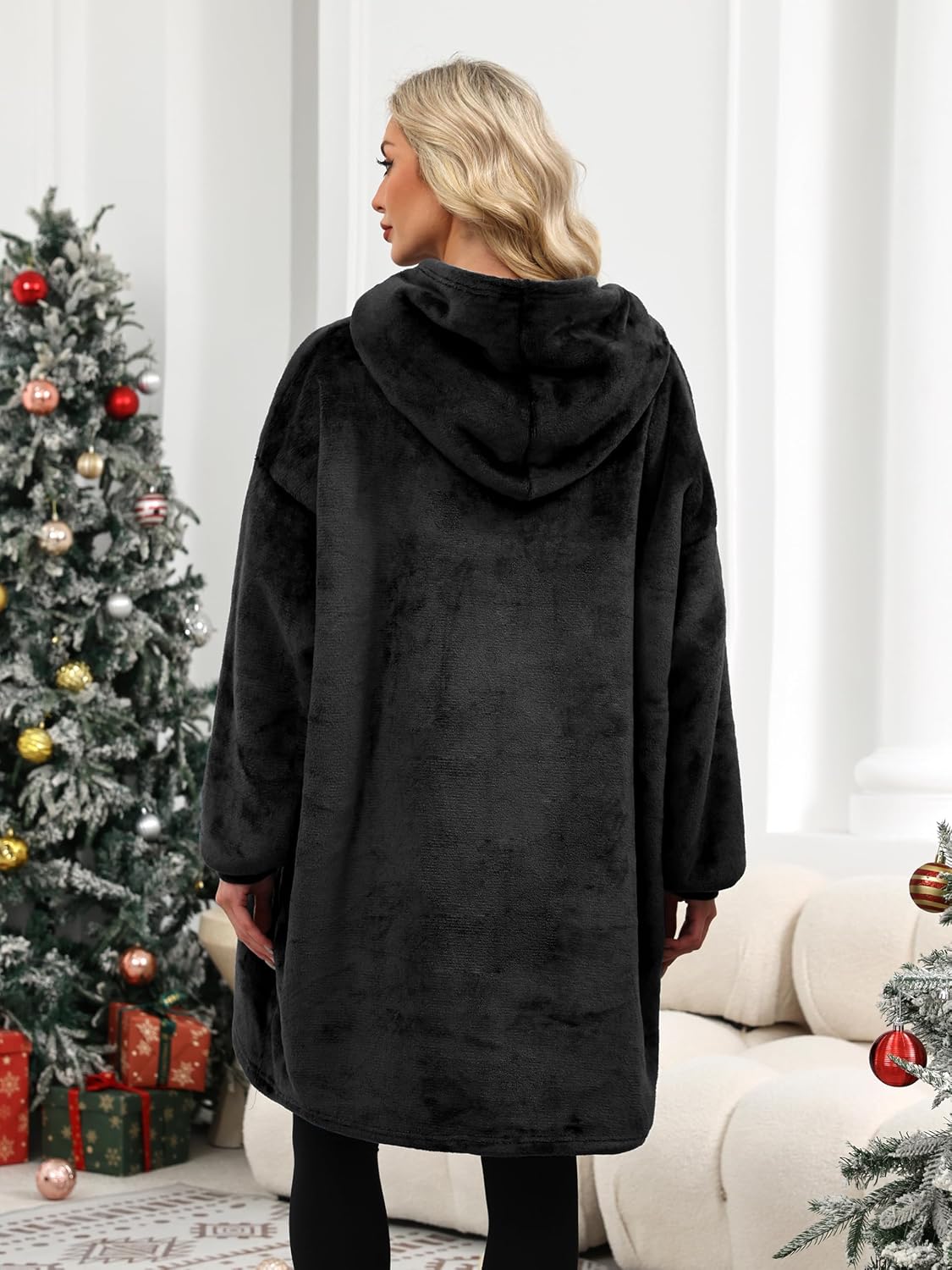 Wearable Blanket Hoodie Gifts for Women Men, Oversized Blanket Sweatshirt Cozy Fleece Blanket with Dog Giant Pocket