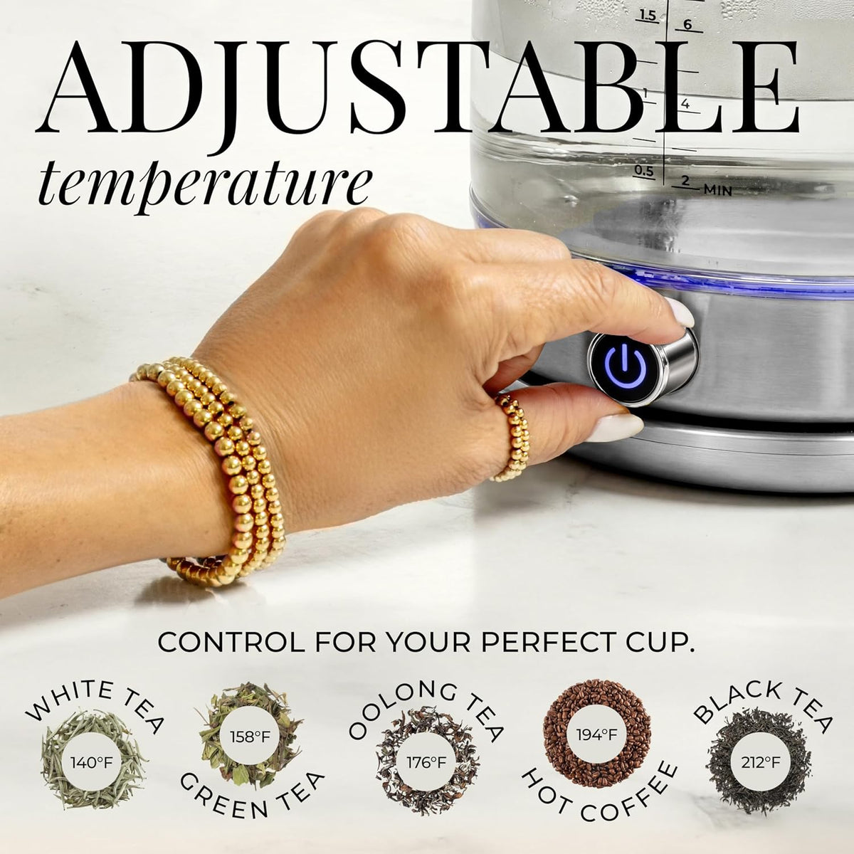 Styled Settings Stainless Steel Electric Kettle with Temperature Control
