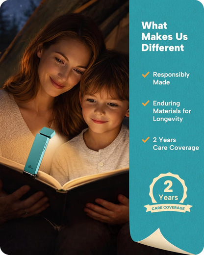 86lux Book Light, Rechargeable Clip-On LED Reading Light for Bed & Night Use - 3 Color Temperatures with Stepless Dimming, Ultralight Bookmark Design for Book Lovers, Grey