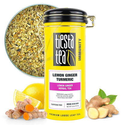 Tiesta Tea Lemon Ginger Turmeric, Loose Leaf, Lemon Ginger Herbal Tea, 5oz