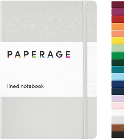 PAPERAGE Lined Journal Notebook, Hardcover Journal for Women & Men, 160 Pages, (5.6 in x 8 in), College Ruled Journaling Notebook for Work, School Supplies & Note Taking, (Black)