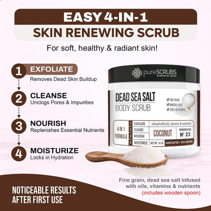 pureSCRUBS Premium Cucumber Body Scrub Set, Exfoliating Dead Sea Salt Scrub
