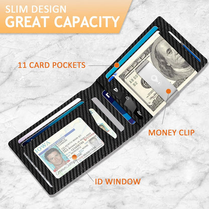 Smart Tracker Wallet for Men,Compatible with Android and Ios, Mens Wallet GPS Tracker Card Holder With Men Gift for Christmas. (Carbon Black) (iOS & Android)