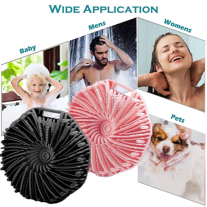 Silicone Body Scrubber – Dual-Sided Silicone Loofah for Shower, Set of 2 Soft Exfoliating Body Bath Shower Scrubber Loofah Brush Easy-to-Clean for Sensitive Kids Women Men All Kinds of Skin