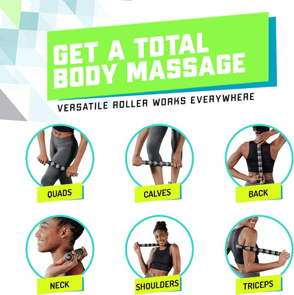 Elite Massage Roller Stick Targets Sore, Tight Leg Muscles to Prevent Cramps and Release Tension. It's Sturdy, Lightweight, Smooth Rolling and Thankfully This Lifesaver has Comfortable Handles.Green