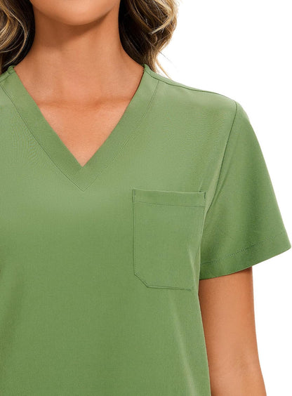 COZYFIT Scrubs for Women Set - Stretch V-Neck Scrub Top & Jogger Pant with 8 Pockets COZY SCRUBS - Colors E