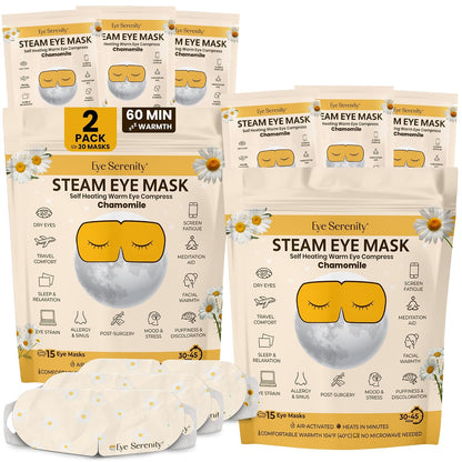 Eye Serenity Steam Eye Mask, Heated Eye Mask, Self Heating Warm Compress for Dry Eyes, Fast Relief for Stye, Puffy Sensitive Eyes, Moist Heat, Gift for Women and Men - Unscented