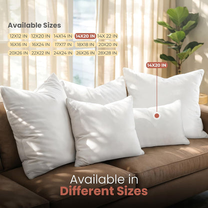 Utopia Bedding 12x20 Pillow Inserts, Set of 2, White – Indoor Decorative Throw Pillows for Bed, Sofa & Couch – Soft, Supportive & Fluffy Cushion Inserts