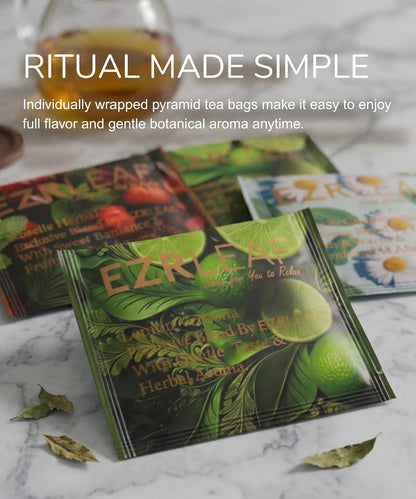 EZR LEAF Pura Herbal Tea Sampler - Caffeine-Free Tea Variety Gift Set