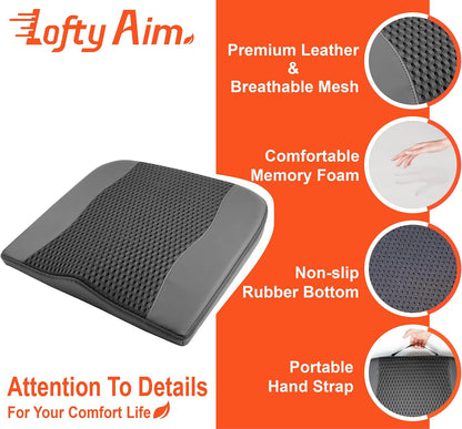 Lofty Aim Car Seat Cushion, Comfort Memory Foam Car Cushions for Driving - Sciatica & Lower Back Pain Relief, Driver Seat Pillow for Auto, Office Chair, Wheelchair - Black