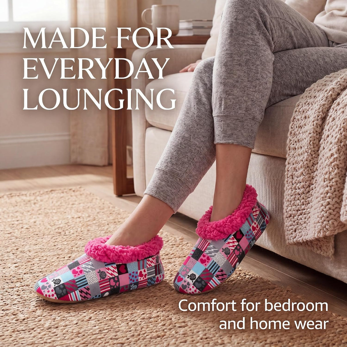 Cozylook Fuzzy Slippers for Women Indoor Soft Sole Slipper Socks