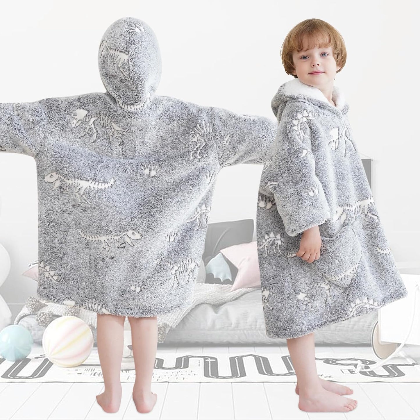 Fiosnow Glow in the Dark Unicorn Blanket Hoodies for Kids 6-13YR Oversize Wearable Blanket Hoodies for Boys Girls Teens