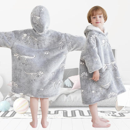 Fiosnow Glow in the Dark Unicorn Blanket Hoodies for Kids 6-13YR Oversize Wearable Blanket Hoodies for Boys Girls Teens