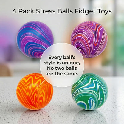4 Pack Stress Balls Squishy Toys, 2 Inch Stress Relief Squeeze Toys