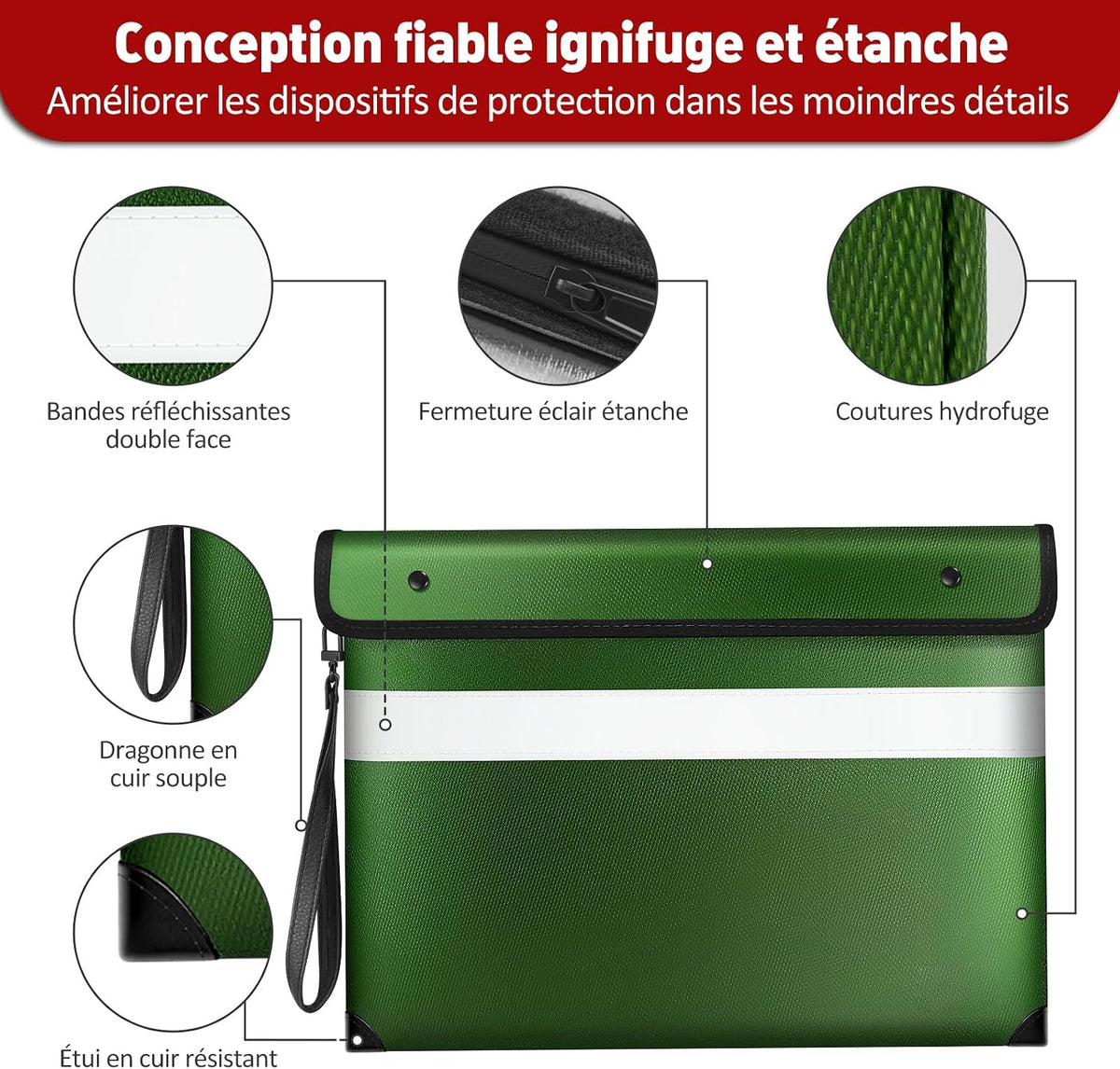Vailoin 6200°F Fireproof Document Bag, 8 Layers of Heat Insulated Materials