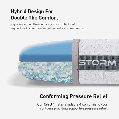 Bedgear Storm Performance Pillow, 1.0 Cooling Pillow for Side Sleepers, Medium Firm Support, Ver-Tex Cooling Cover, Air-X Mesh, Washable