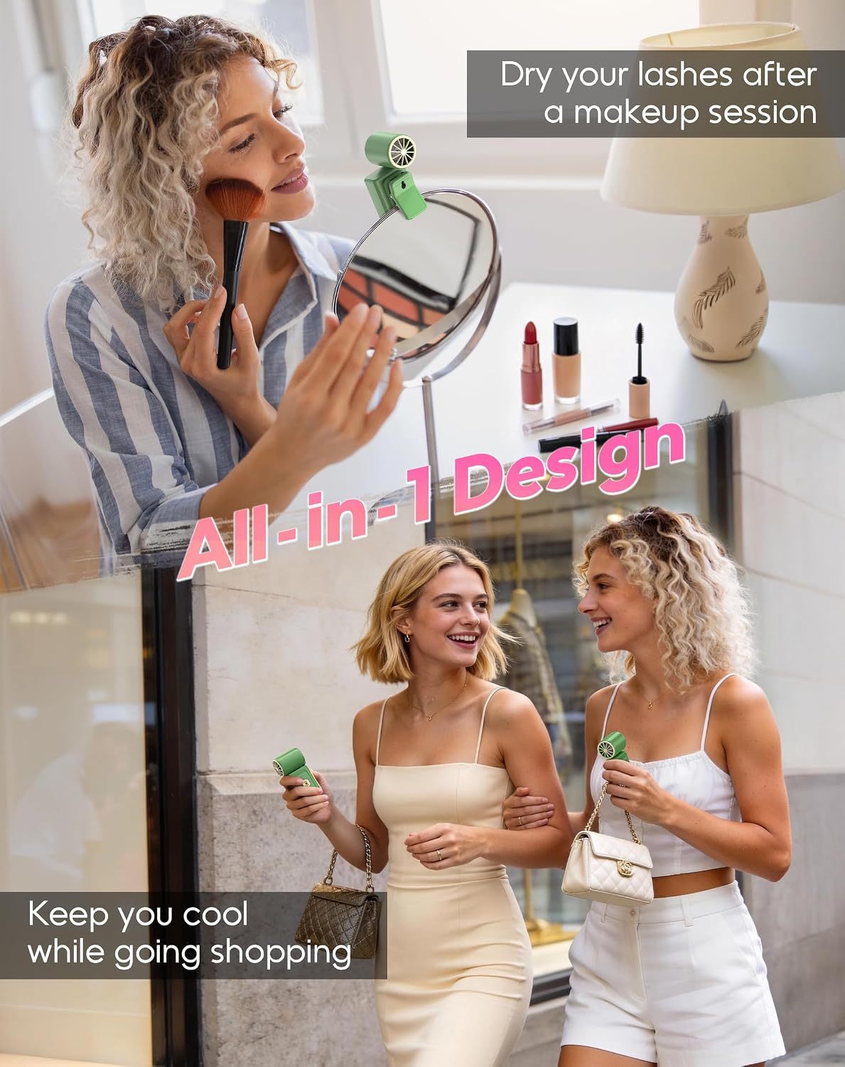 Portable Clip-On Mini Fan, Personal Handheld Fan for Stroller w/ LED Screen