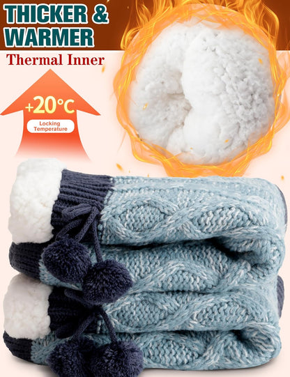 Welwoos Womens Slipper Fuzzy Grips Socks Fluffy Winter Warm Thick Thermal Cozy Plush Non Slip Cabin Soft Fleece Socks