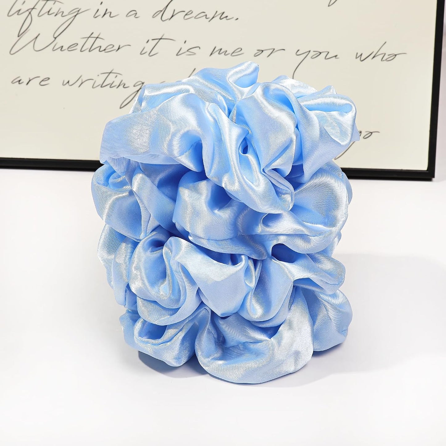 16 Pcs Scrunchies for Women - Black Satin Silk Scrunchies for Girls Hair Ties Elastics Bands Ponytail Holder Hair Accessories