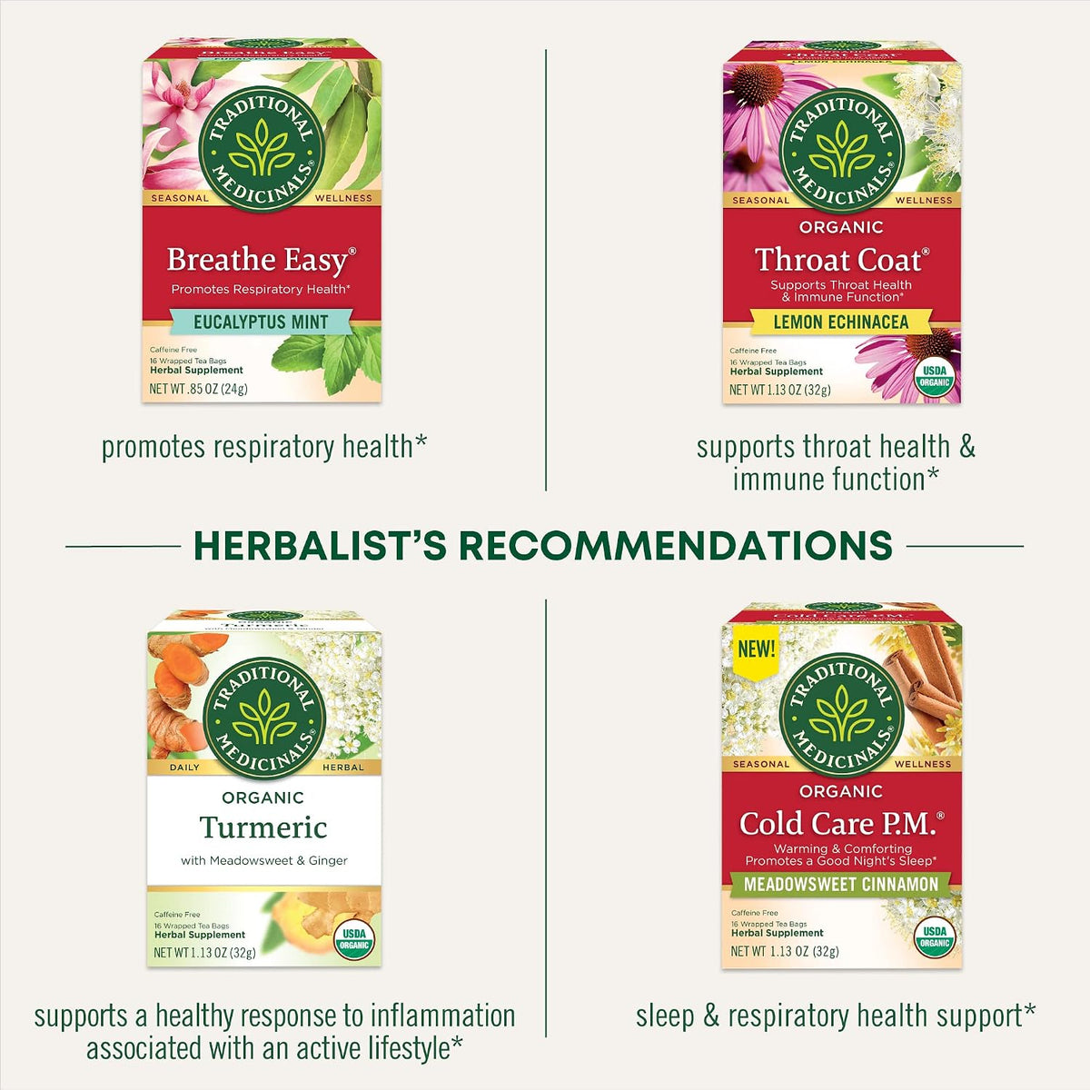 Traditional Medicinals Organic Echinacea Plus Elderberry, 16 Tea Bags