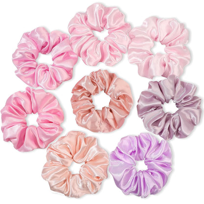 16 Pcs Scrunchies for Women - Black Satin Silk Scrunchies for Girls Hair Ties Elastics Bands Ponytail Holder Hair Accessories