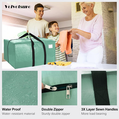 VELVETSURE Heavy Duty Extra Large Moving Bags W/Backpack Straps - Strong Handles & Zippers, Storage Totes For Space Saving, Fold Flat, Alternative to Box and Bin (Set of 6, Multicolor)
