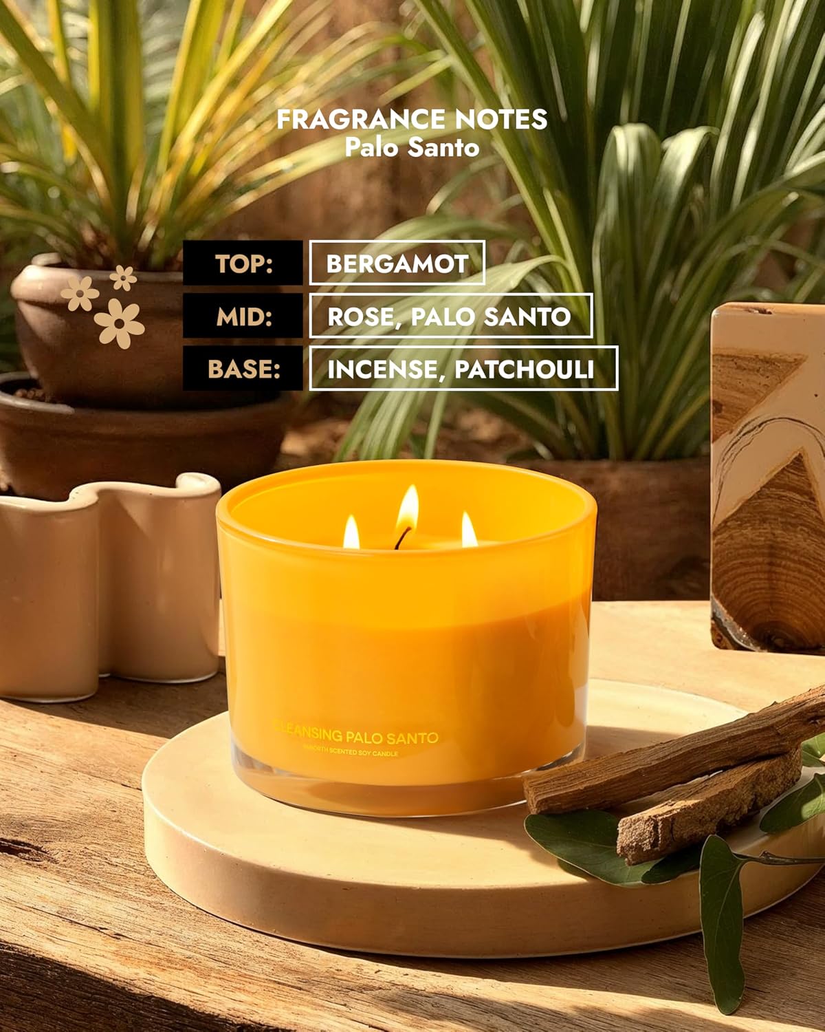 96NORTH Luxury Vanilla Soy Candles | Large 3 Wick Jar Candle | Up to 50 Hours Burning Time | 100% Natural Soy Wax | Relaxing Aromatherapy Aesthetic Candle | Housewarming Gift for Men and Women