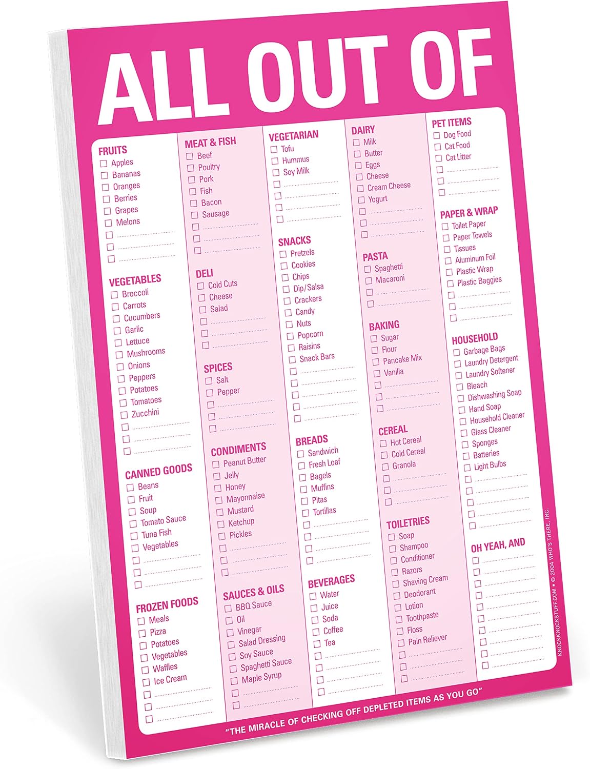 Knock Knock All Out Of Grocery List Note Pad, 6 x 9-inches (Blue)