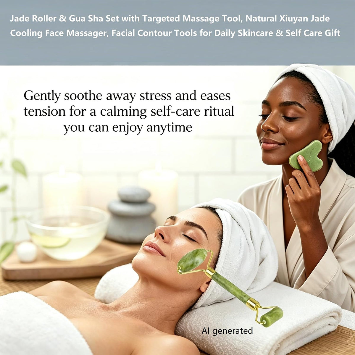 Gua Sha & Jade Roller Set, Deep‑Pressure Massage for Skin & Body Relaxation