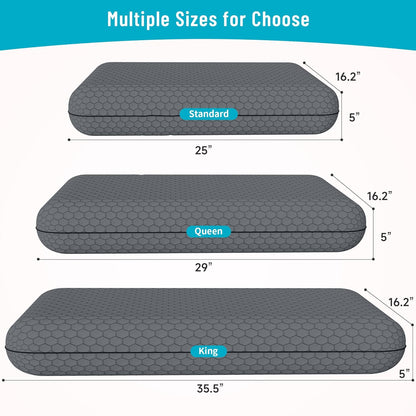 CushyOasis Memory Foam Pillows for Side, Back and Stomach Sleepers, Set of 2, Bed Pillow with Washable Cover and Breathable Mesh, Bed Pillow for Sleeping (Blue，Standard Size)