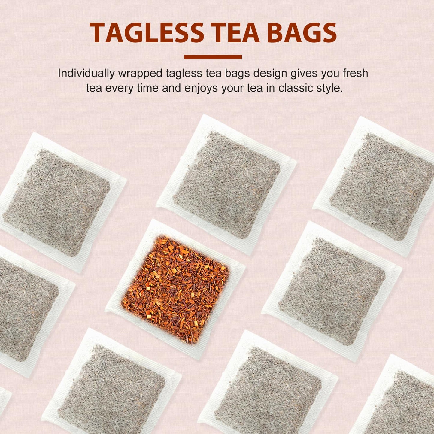 Soeos Organic Rooibos Tea, 100 Teabags, Naturally Caffeine Free, USDA and Non GMO Certify, Smooth and Robust Flavor, Excellent for Hot or Iced Brew, 9oz (250g)
