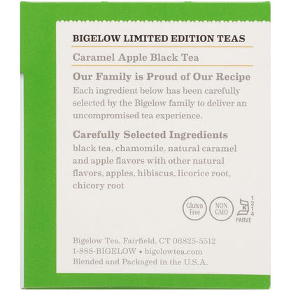 Bigelow Caramel Apple Black Tea Bags, 18 Teabags (Pack of 6), Caffeinated Black Tea 108 Tea Bags Total