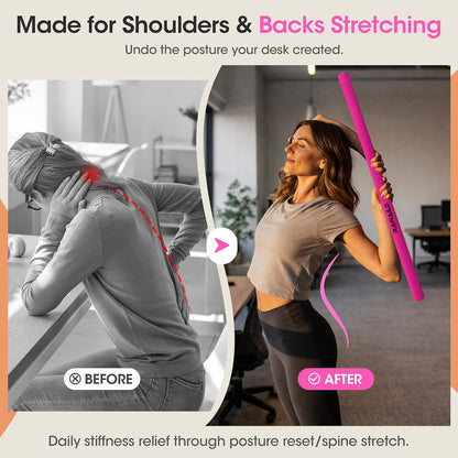 Yoga Stick, Upgraded 5ft Sturdy Steel Mobility Stick, Adjustable Exercise Equipment for Stretching, Flexibility & Balance, Physical Therapy & Posture Correction, Shoulder & Back Relaxation