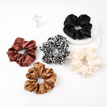 16 Pcs Scrunchies for Women - Black Satin Silk Scrunchies for Girls Hair Ties Elastics Bands Ponytail Holder Hair Accessories