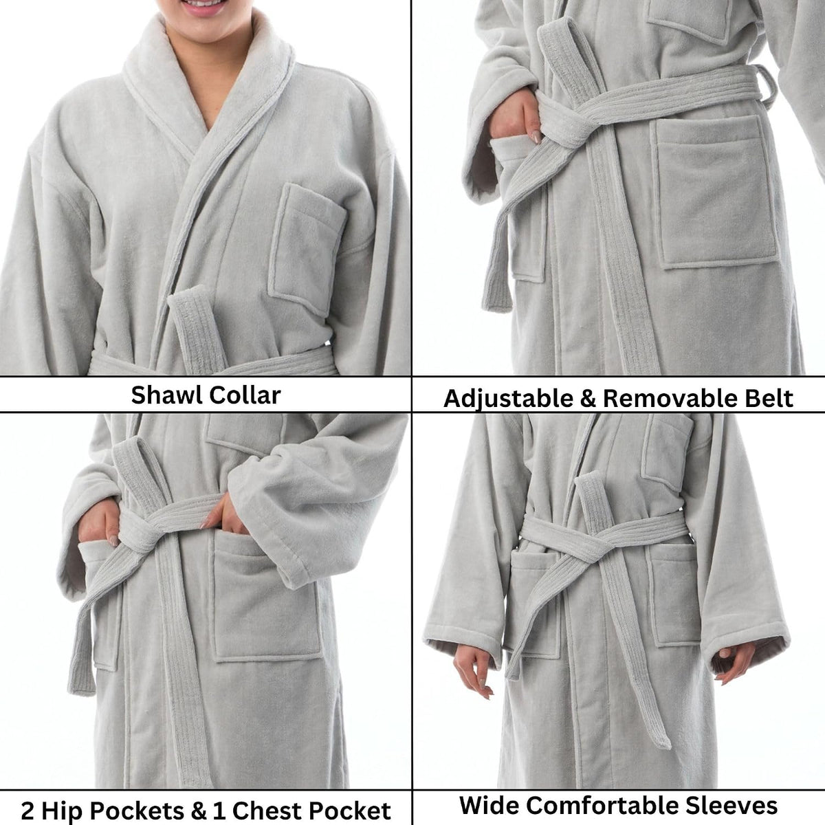 Alpine Swiss Blair Womens Cotton Terry Cloth Bathrobe Shawl Collar Velour Spa Robe