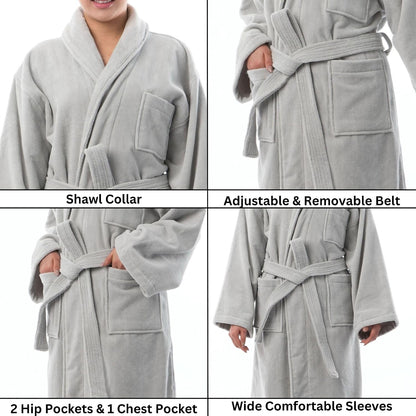 Alpine Swiss Blair Womens Cotton Terry Cloth Bathrobe Shawl Collar Velour Spa Robe
