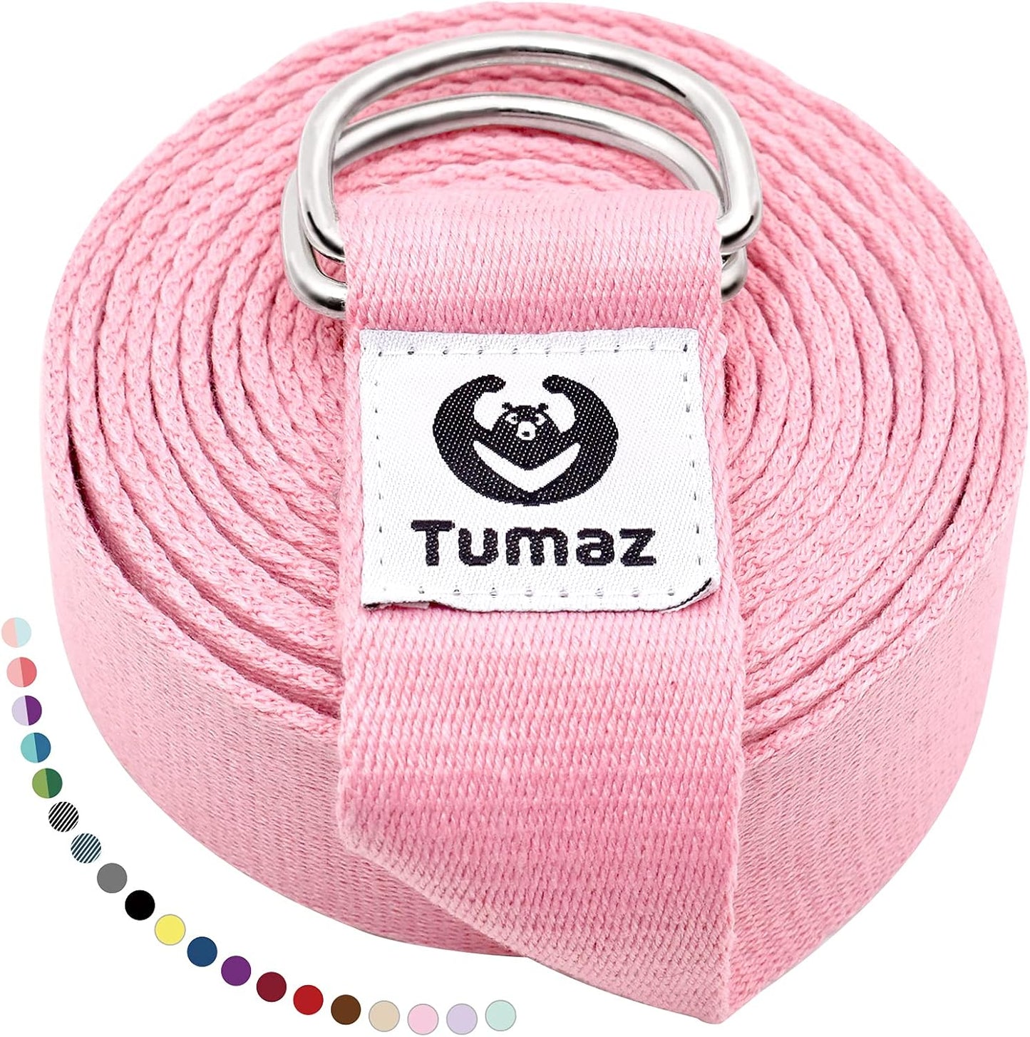 Tumaz Yoga Strap/Stretch Bands [15+ Colors, 6/8/10 Feet Options] with Extra Safe Adjustable D-Ring Buckle, Durable and Comfy Delicate Texture - Best for Daily Stretching, Physical Therapy, Fitness