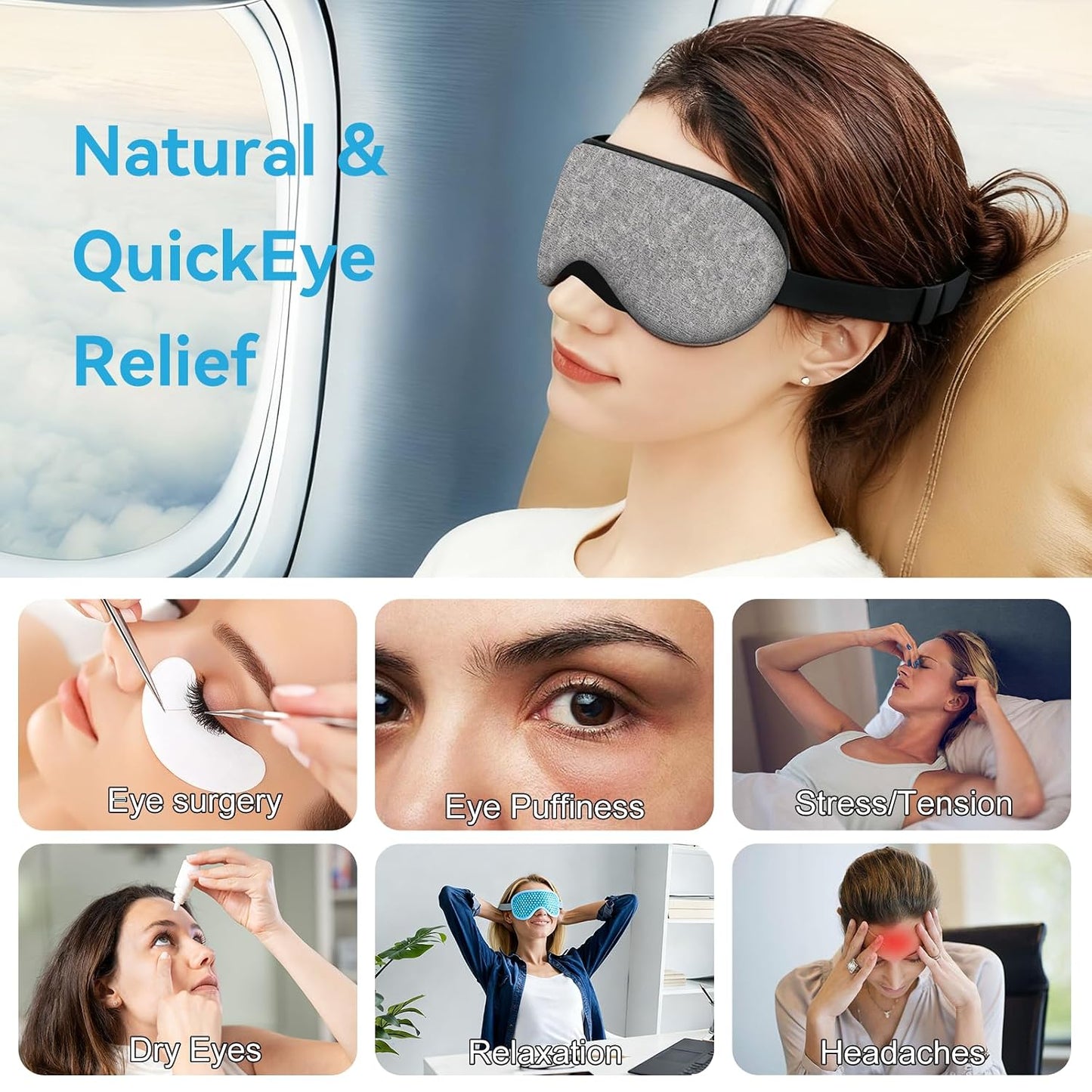 Heated Eye Mask for Dry Eyes with Cooling, Electric USB Warm Compress with Adjustable Temperature & Auto-Off Timer, Professional for Blepharitis Eyes & Stress Relief Suitable for Travel & Gifts